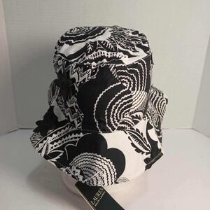 Lauren Ralph Lauren‎ Bucket Hat Black White Floral Pattern Design